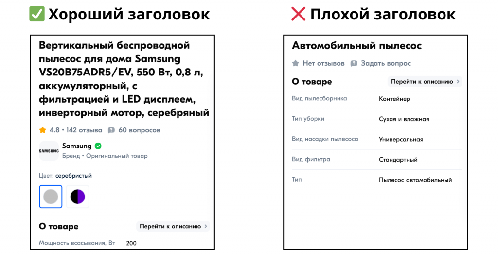 Что нужно для продажи товара на Озон: примеры заголовков в карточках товара