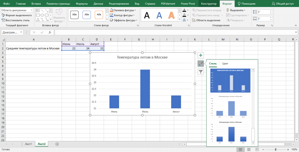 как строить диаграммы в excel